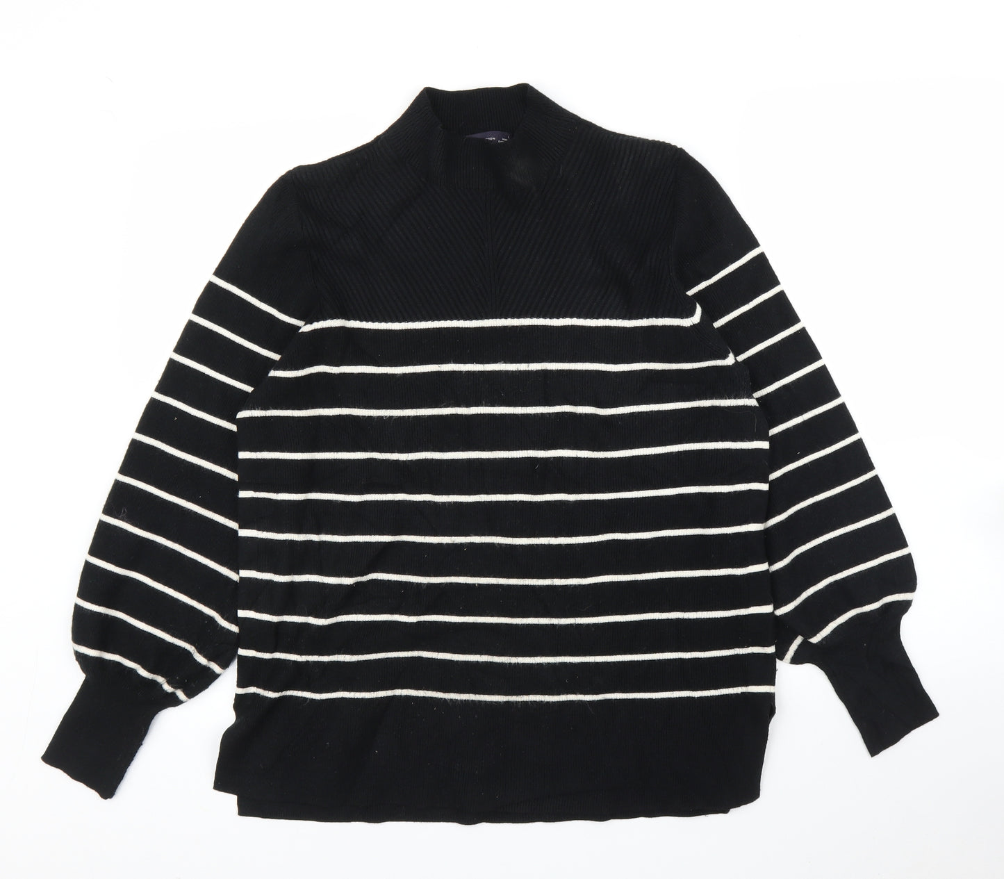 M&S Womens Black Striped  Pullover Jumper Size L