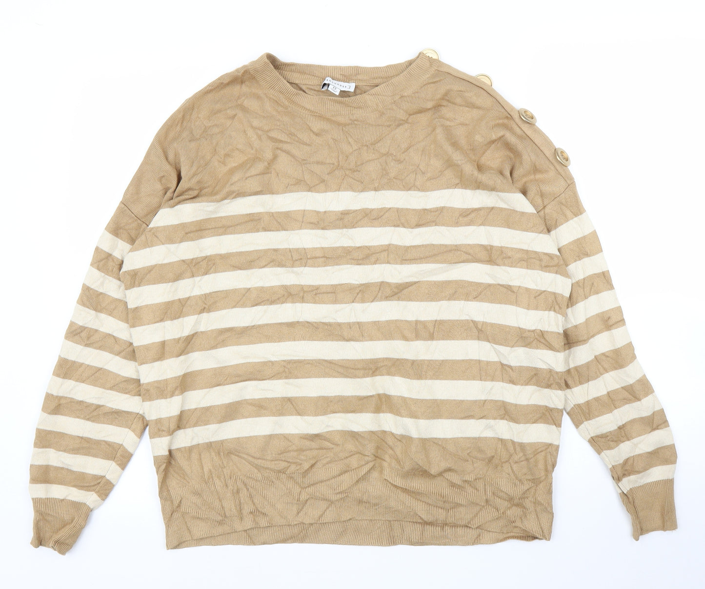 Warehouse Womens Brown Striped  Pullover Jumper Size 12