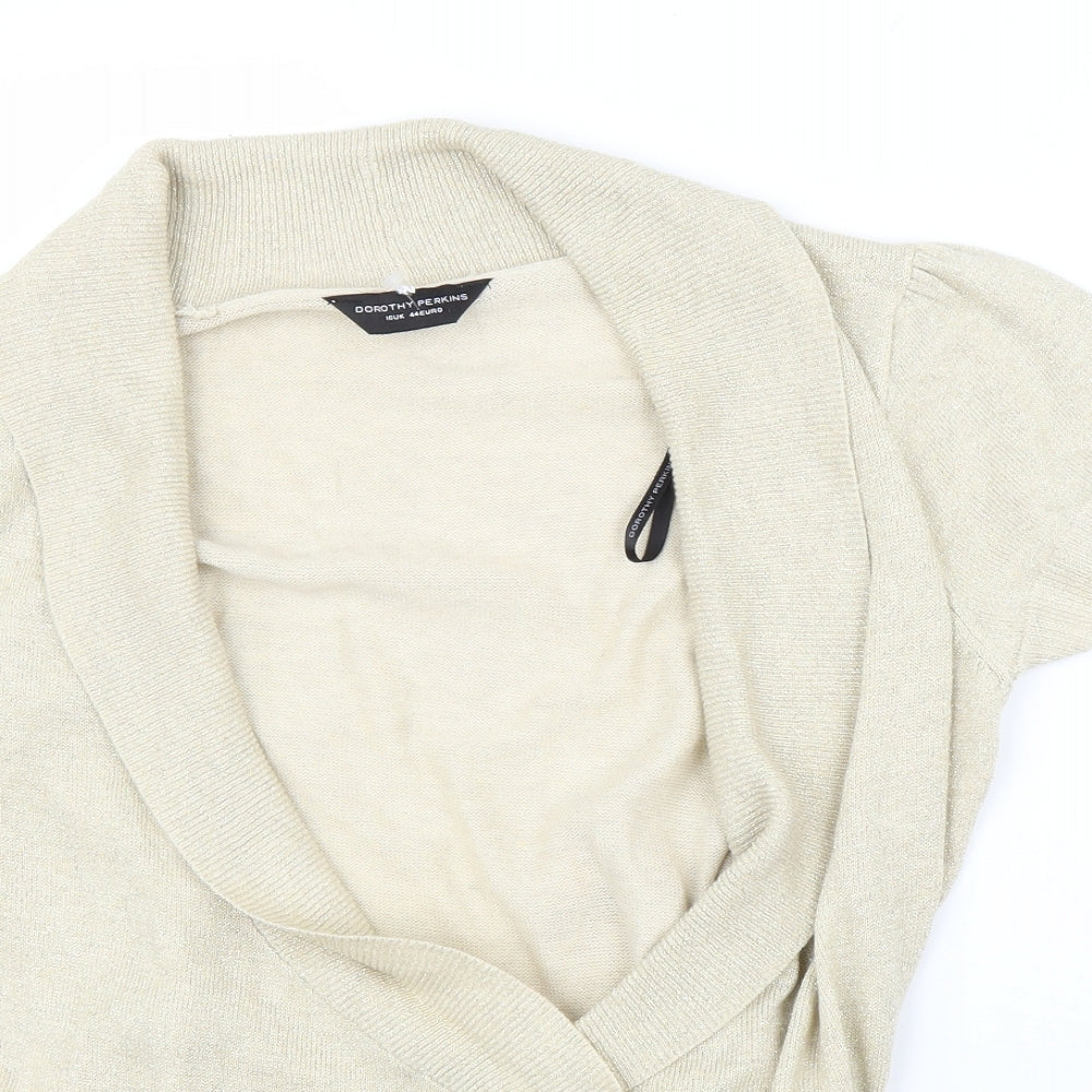 Dorothy Perkins Womens Gold   Wrap Jumper Size 16