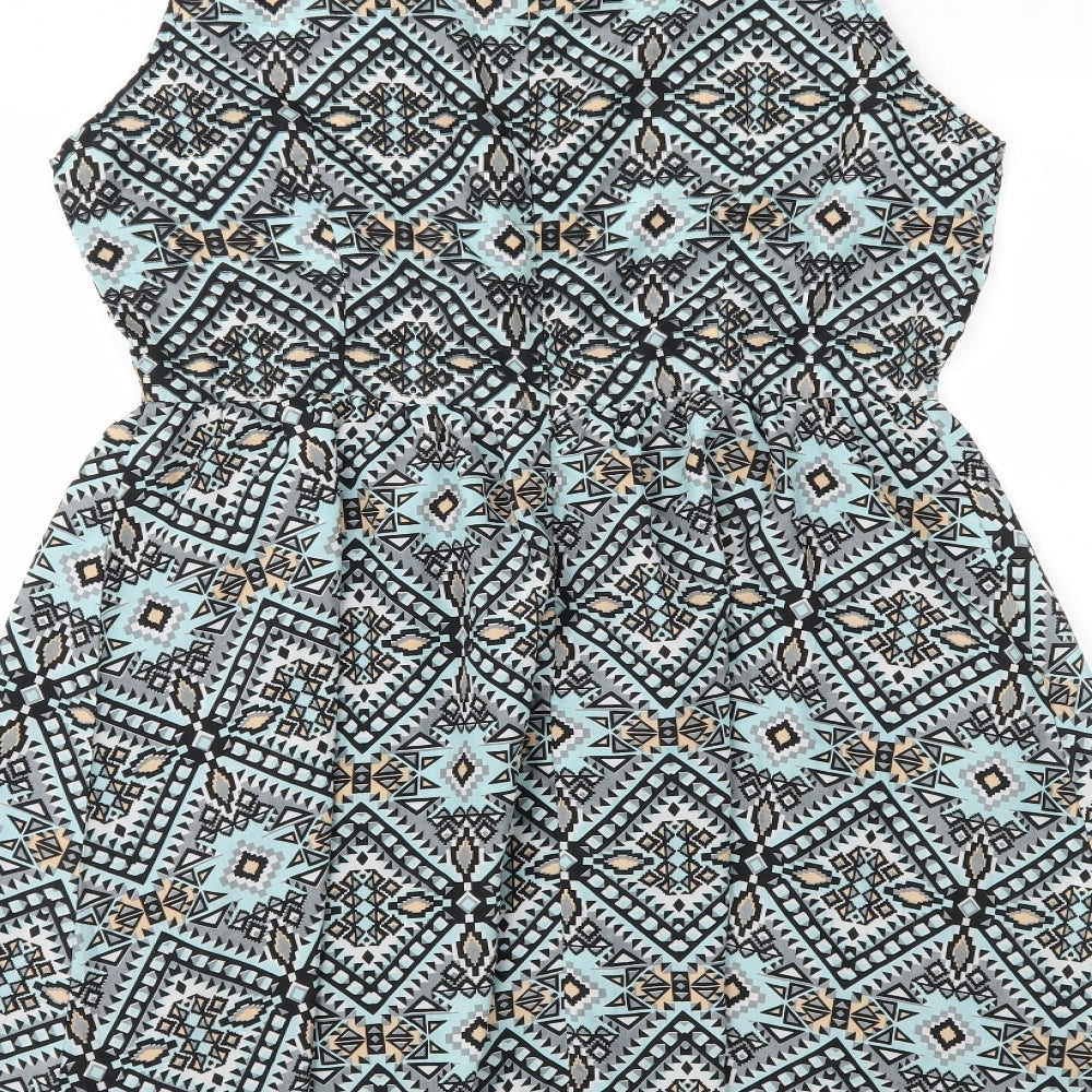 Poppy Lux Womens Multicoloured Geometric  Fit & Flare  Size 16