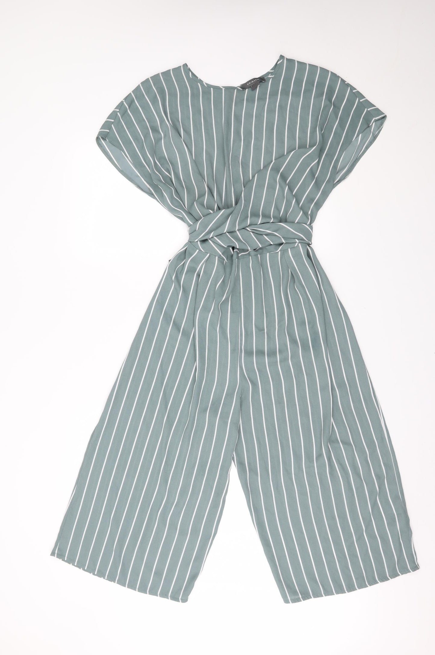Primark Womens Green Striped  Jumpsuit One-Piece Size 16