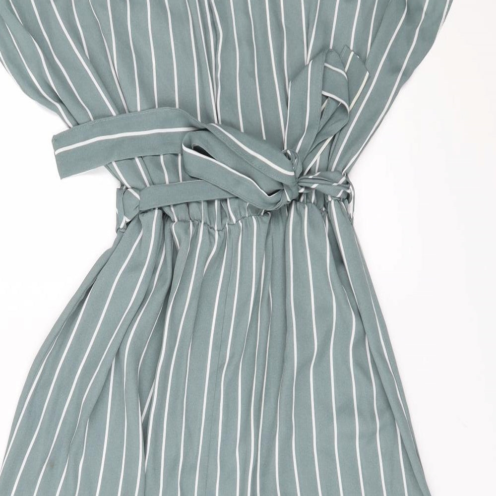 Primark Womens Green Striped  Jumpsuit One-Piece Size 16