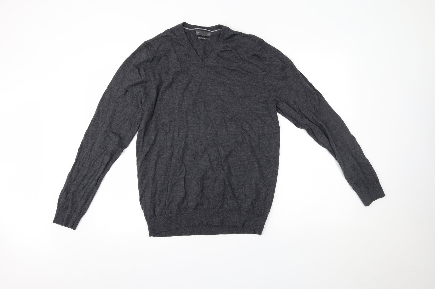 Marks and Spencer Mens Grey   Henley Jumper Size L