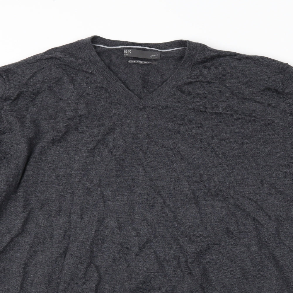 Marks and Spencer Mens Grey   Henley Jumper Size L