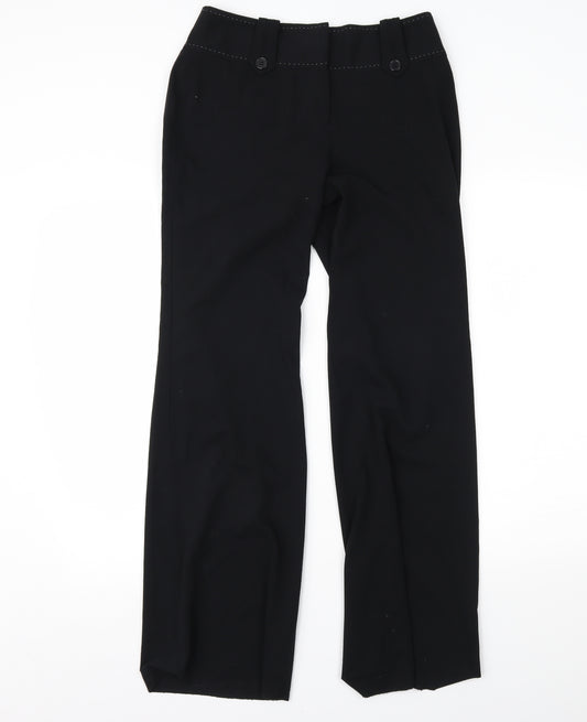 Front view of Next women’s black trousers, size UK 8, 30-inch leg