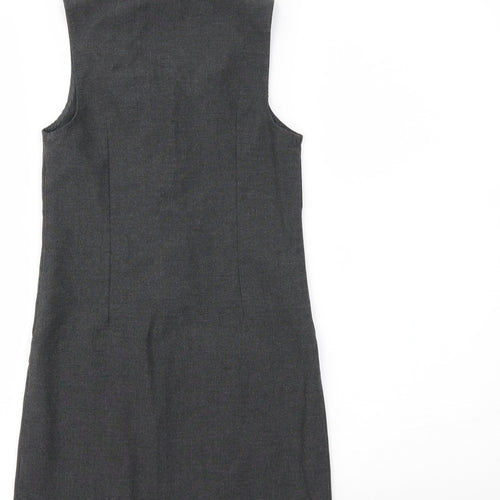 Marks and Spencer Girls Grey   Pinafore/Dungaree Dress  Size 6-7 Years  - SCHOOL