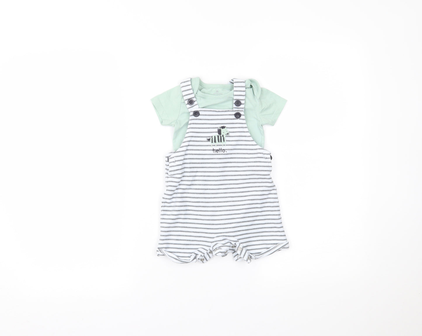 Mothercare Baby Multicoloured Striped  Dungaree One-Piece Size 6-9 Months