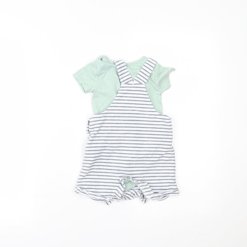 Mothercare Baby Multicoloured Striped  Dungaree One-Piece Size 6-9 Months