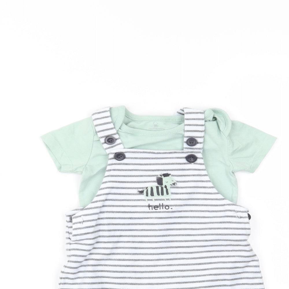 Mothercare Baby Multicoloured Striped  Dungaree One-Piece Size 6-9 Months