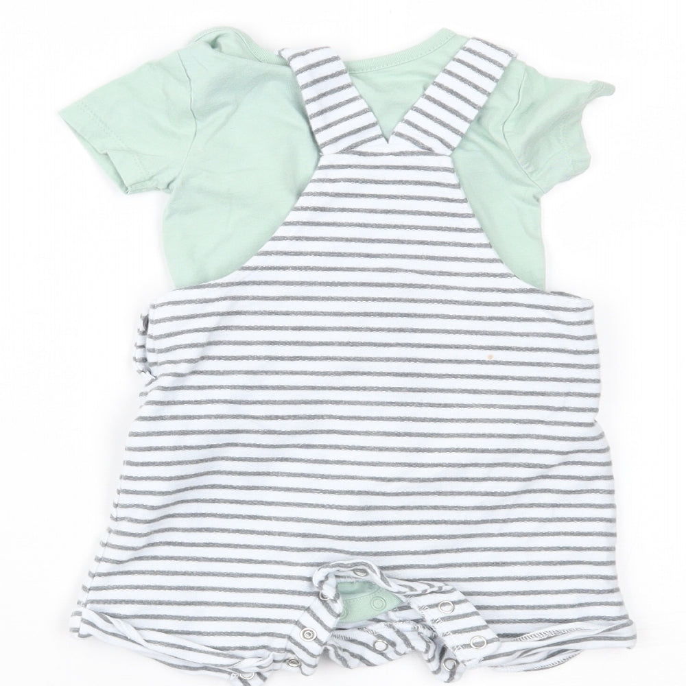 Mothercare Baby Multicoloured Striped  Dungaree One-Piece Size 6-9 Months
