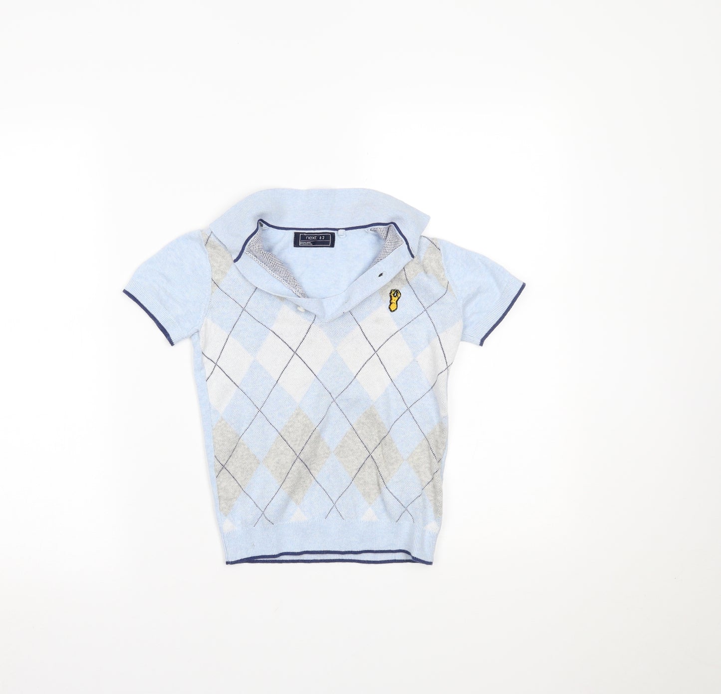 NEXT Boys Blue Check  Basic Polo Size 7 Years