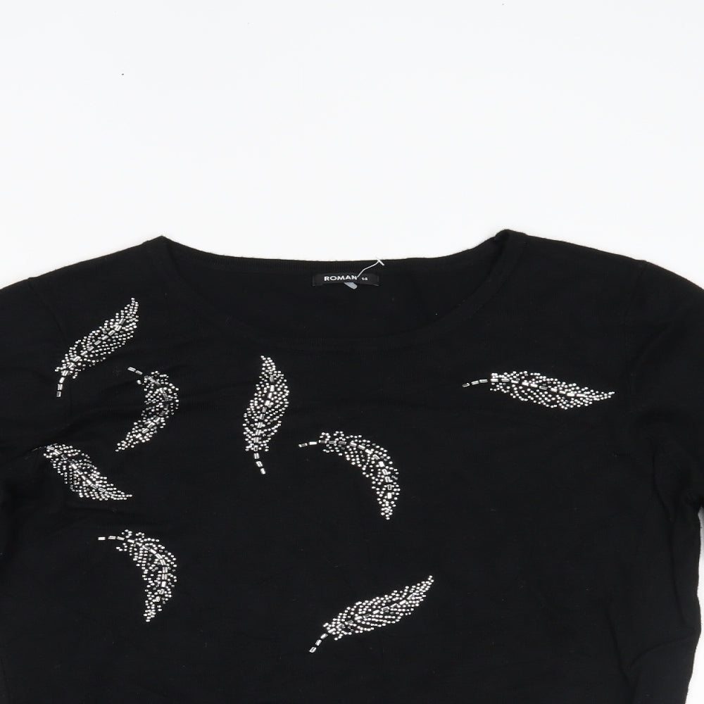 Roman Womens Black   Pullover Jumper Size 14