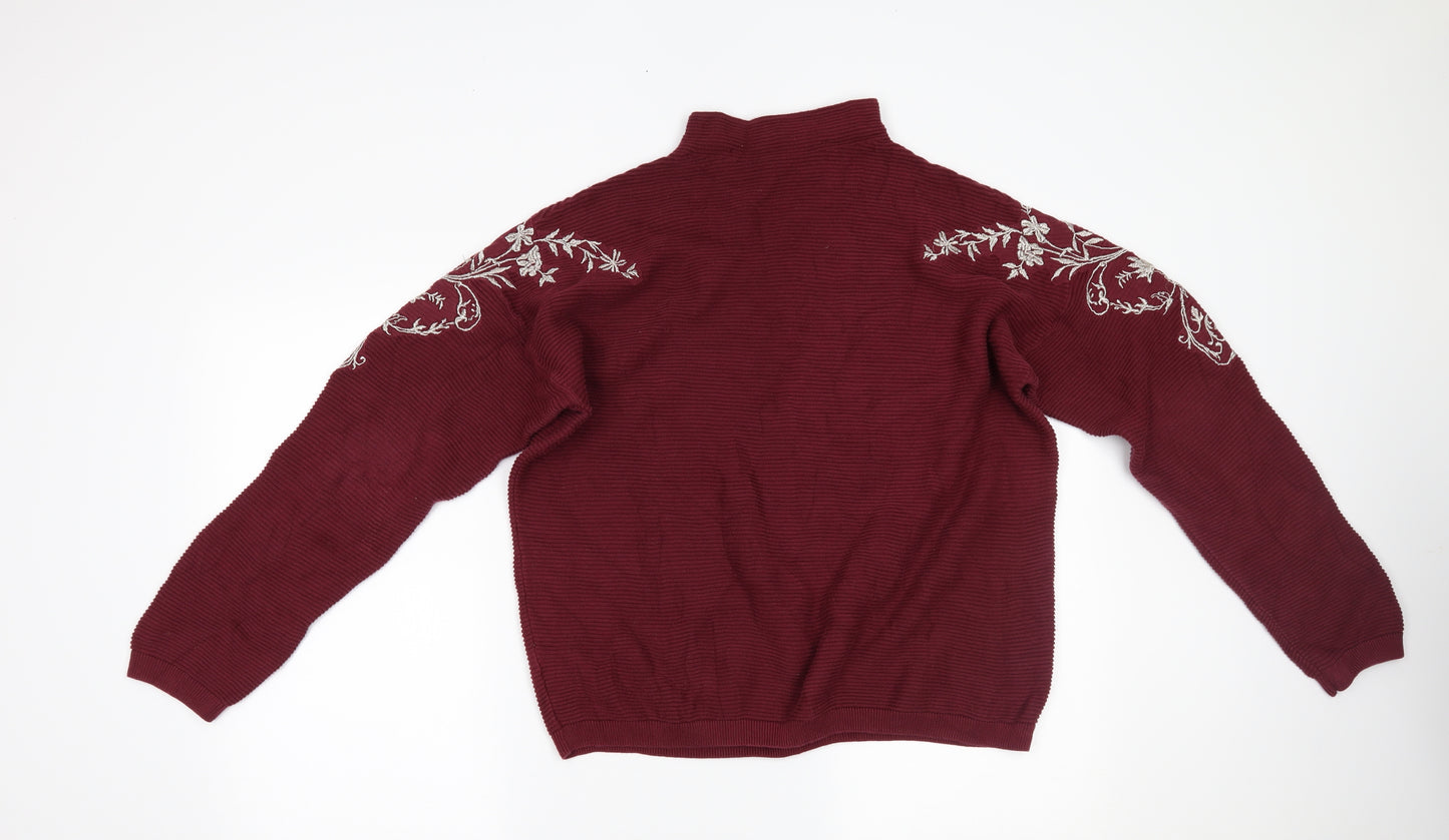 Marks and Spencer Womens Red   Henley Jumper Size 16