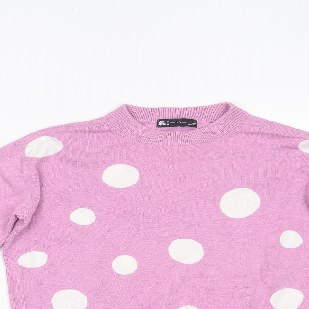 Marks and Spencer Womens Pink Polka Dot  Pullover Jumper Size XS