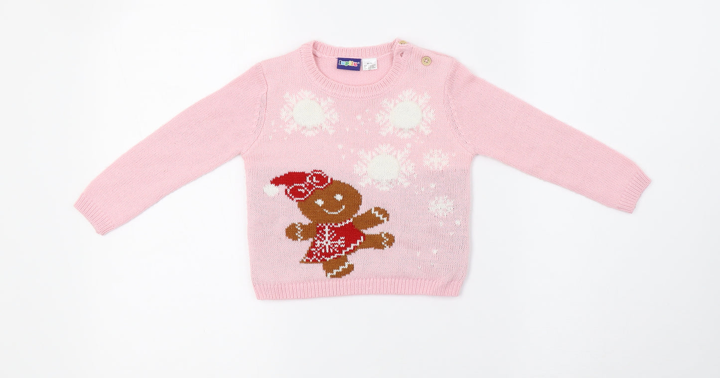 Lupilu Girls Pink  Knit Pullover Jumper Size 12-18 Months