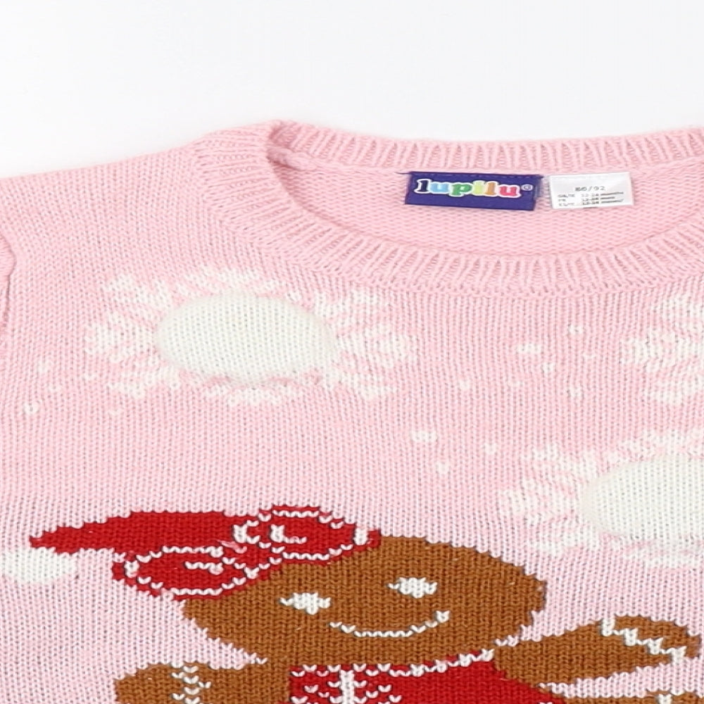 Lupilu Girls Pink  Knit Pullover Jumper Size 12-18 Months