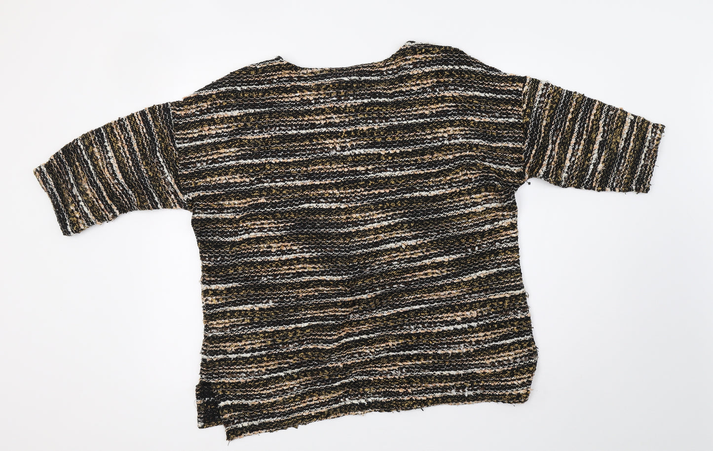 Nutmeg Womens Brown Striped  Basic T-Shirt Size 18