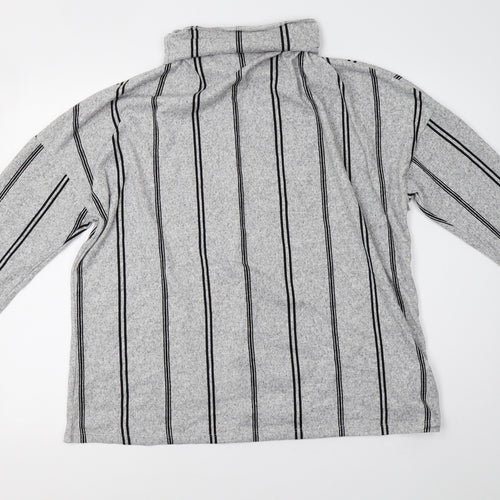F&F Womens Grey Striped Knit Pullover Sweatshirt Size 16