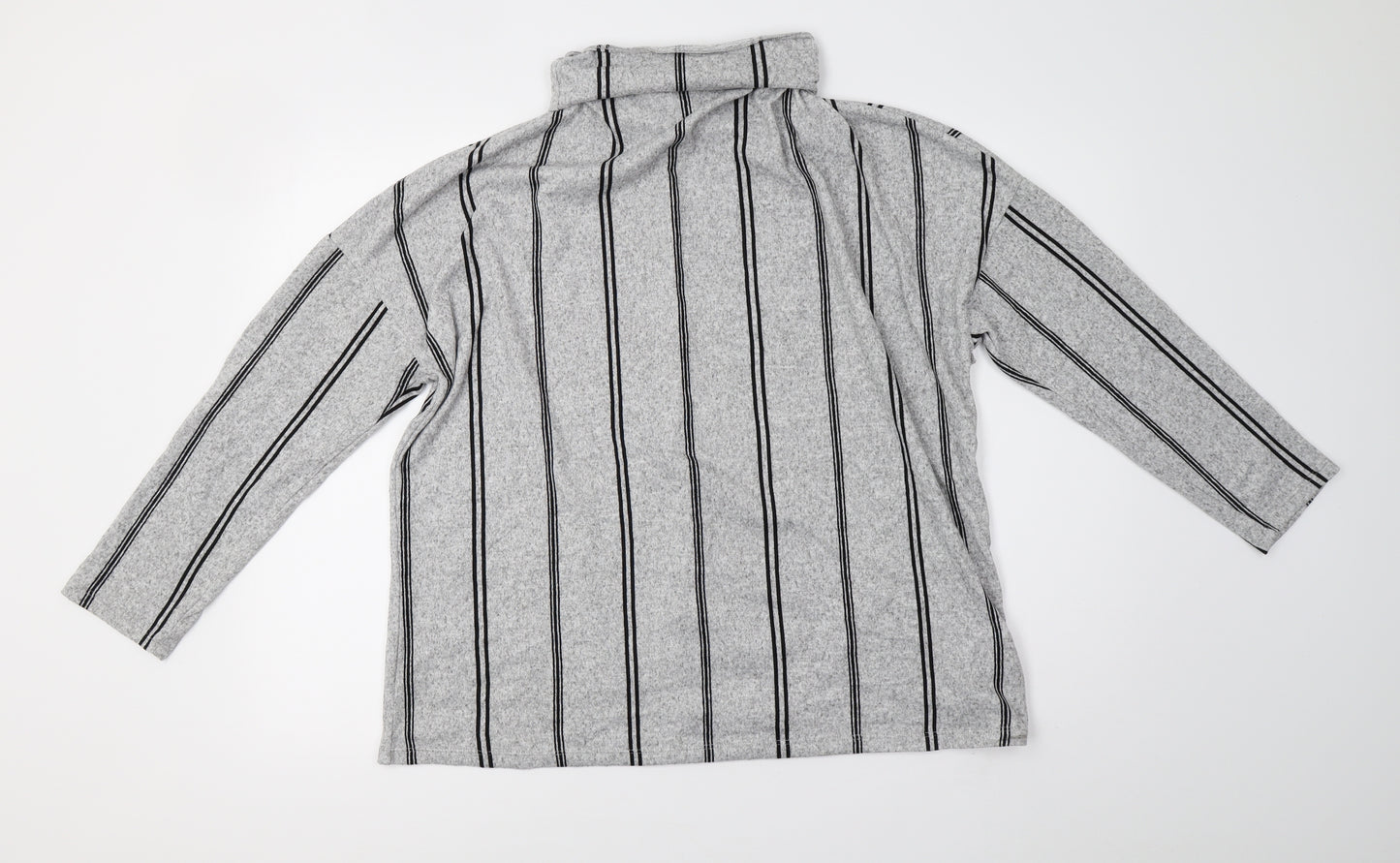 F&F Womens Grey Striped Knit Pullover Sweatshirt Size 16