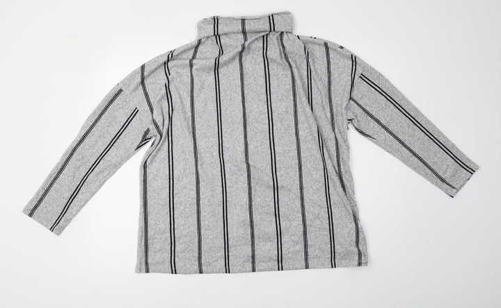 F&F Womens Grey Striped Knit Pullover Sweatshirt Size 16