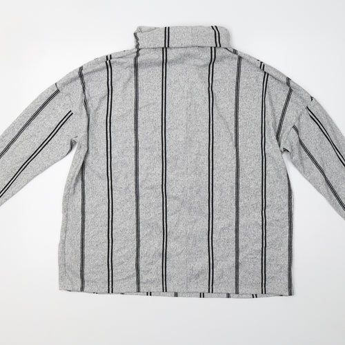 F&F Womens Grey Striped Knit Pullover Sweatshirt Size 16