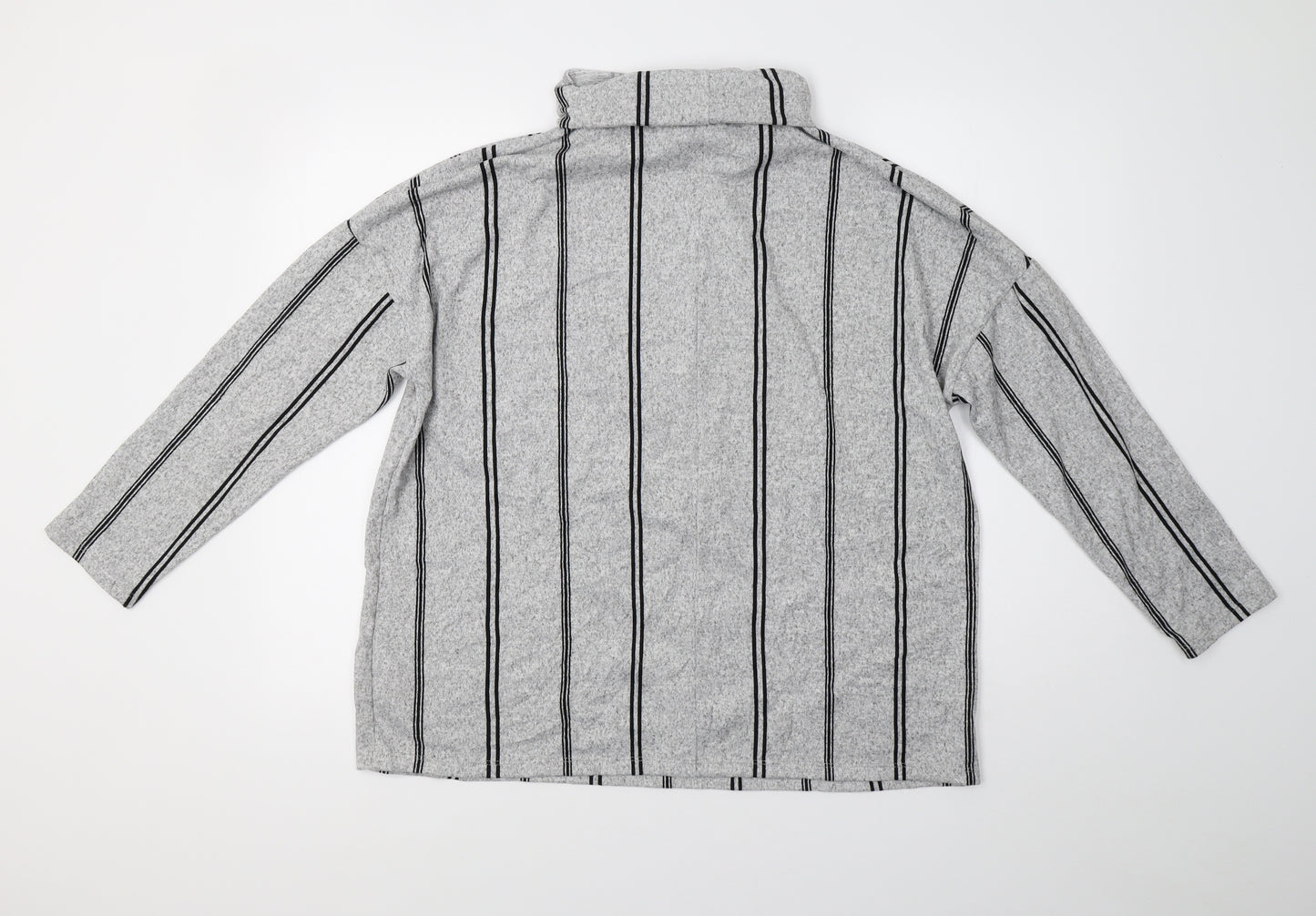 F&F Womens Grey Striped Knit Pullover Sweatshirt Size 16