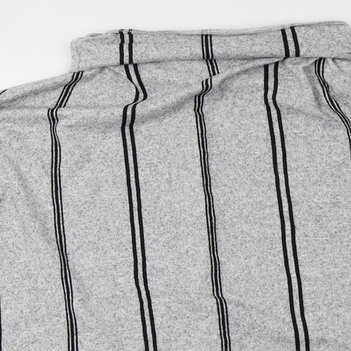 F&F Womens Grey Striped Knit Pullover Sweatshirt Size 16