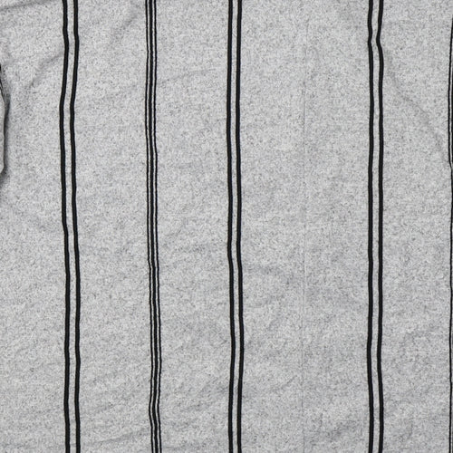 F&F Womens Grey Striped Knit Pullover Sweatshirt Size 16