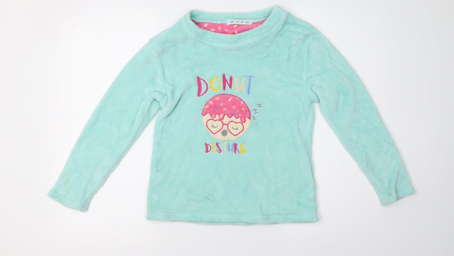 b&m Girls Pink Polka Dot Fleece  Pyjama Set Size 10-11 Years