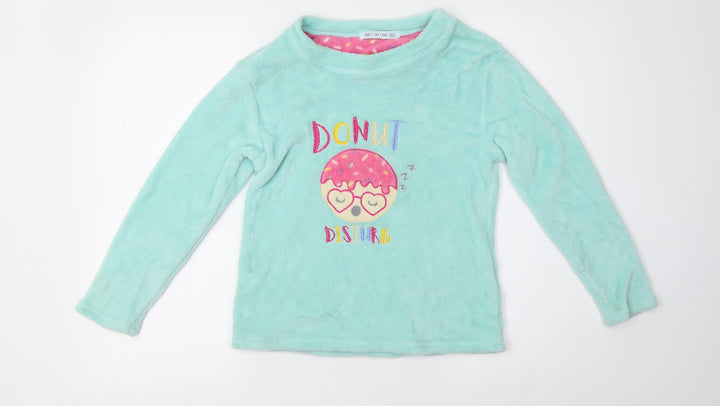 b&m Girls Pink Polka Dot Fleece  Pyjama Set Size 10-11 Years