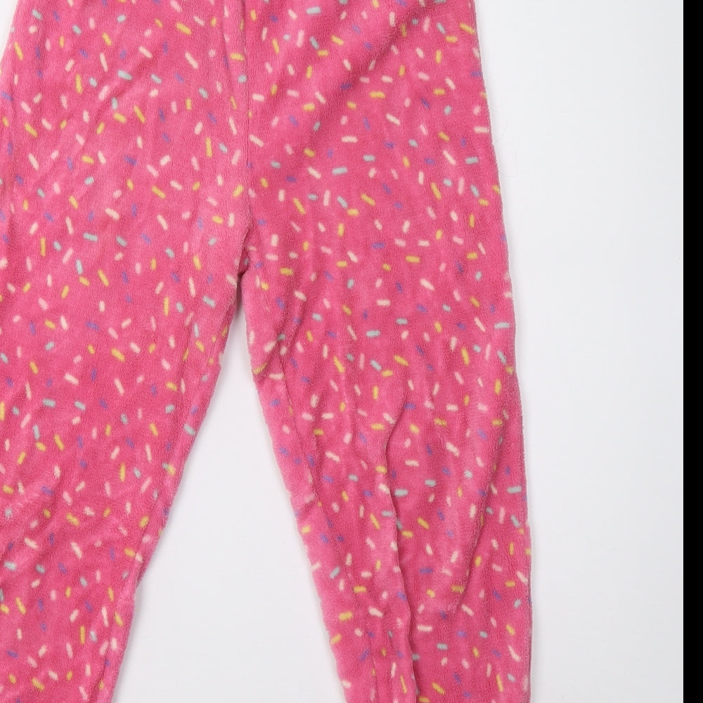 b&m Girls Pink Polka Dot Fleece  Pyjama Set Size 10-11 Years