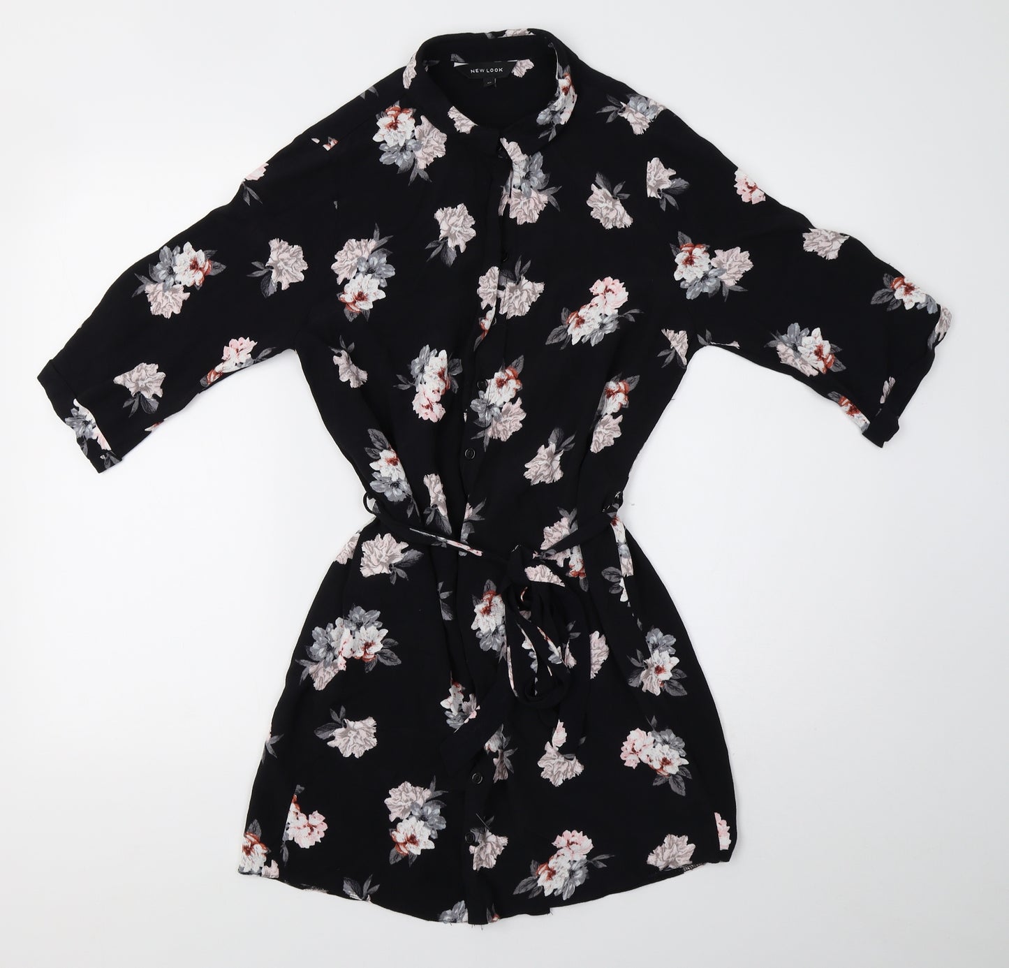 New Look Womens Black Floral  A-Line  Size 10