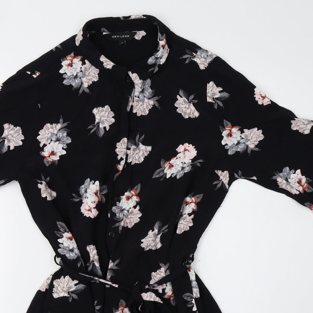 New Look Womens Black Floral  A-Line  Size 10