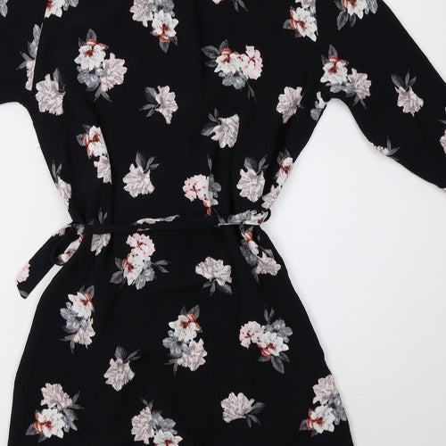 New Look Womens Black Floral  A-Line  Size 10