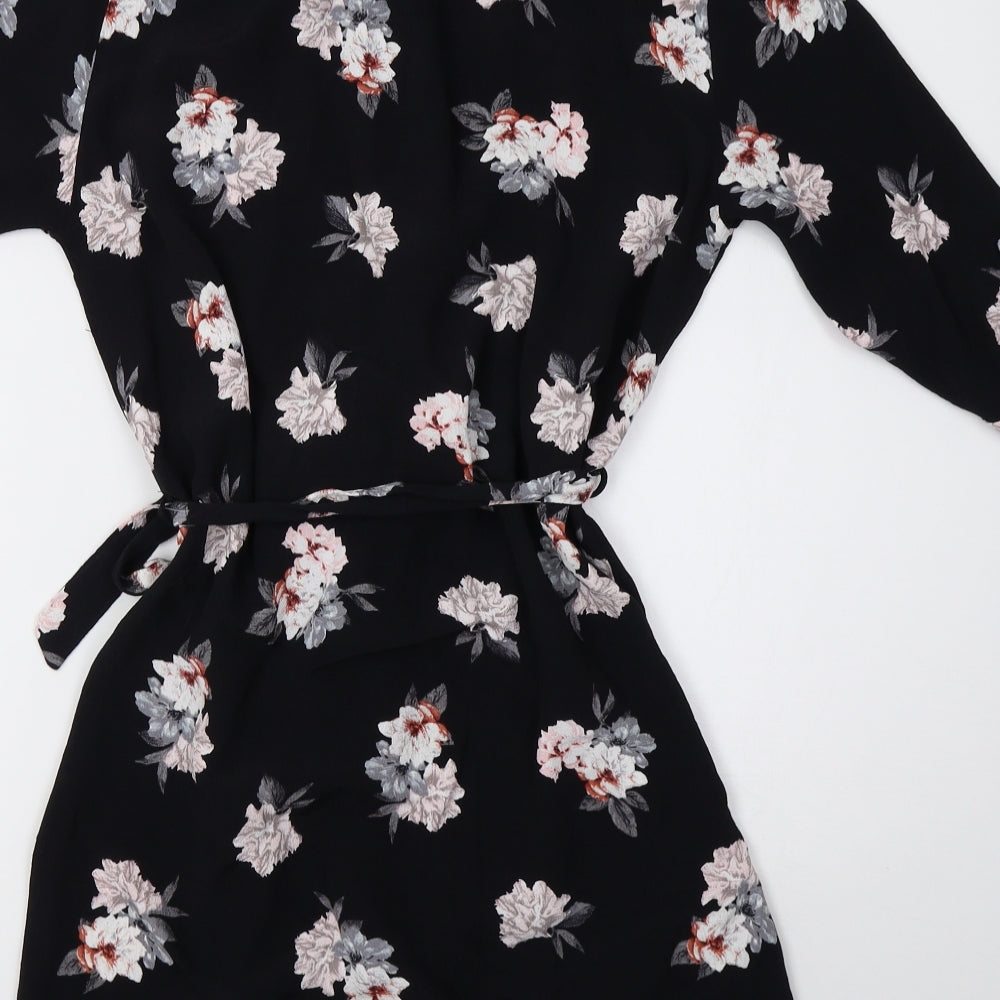 New Look Womens Black Floral  A-Line  Size 10