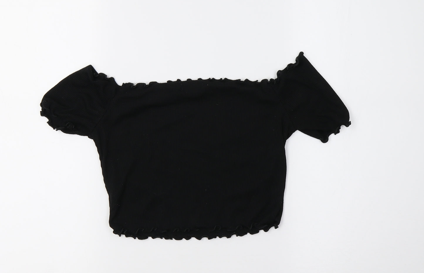 PRETTYLITTLETHING Womens Black   Cropped T-Shirt Size 10