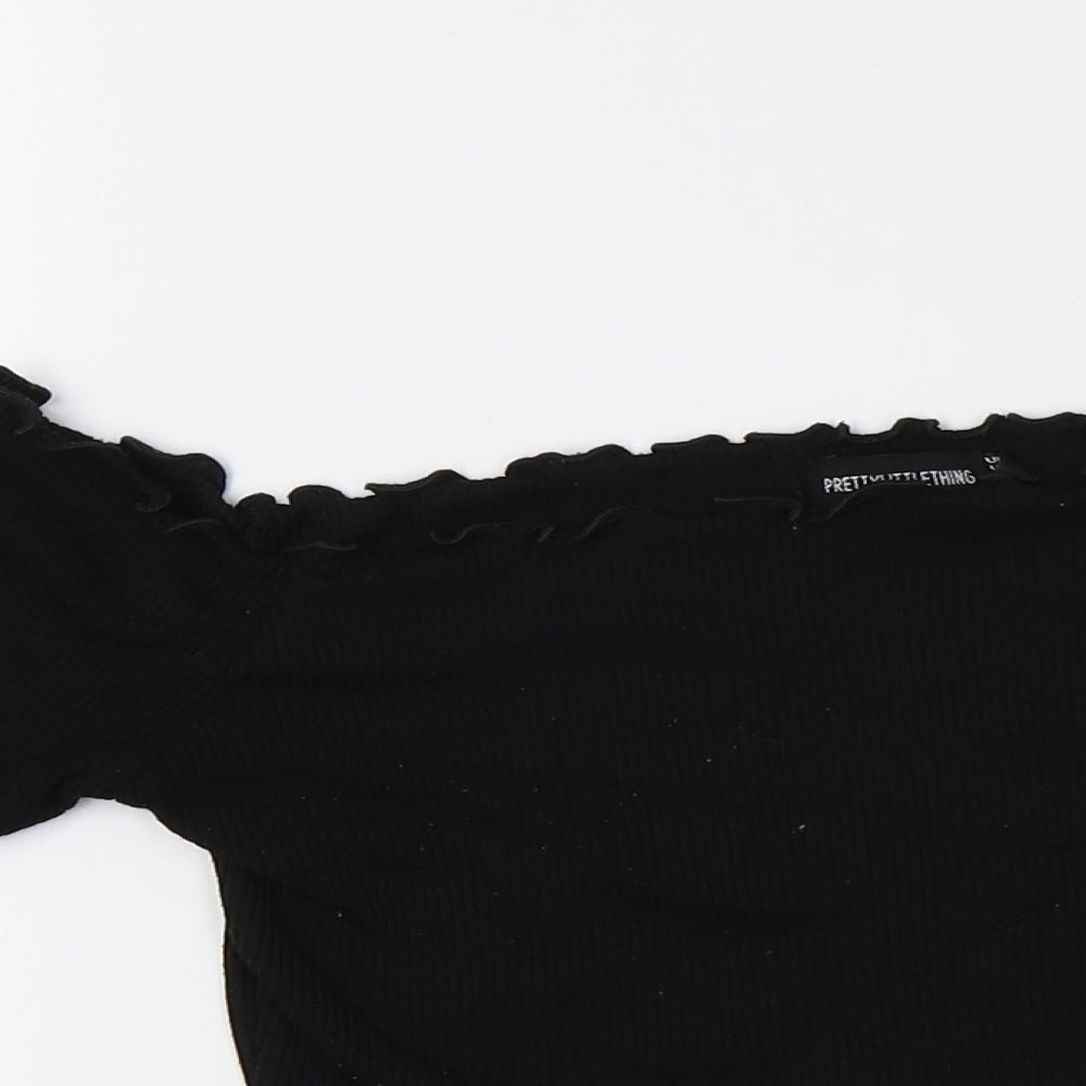 PRETTYLITTLETHING Womens Black   Cropped T-Shirt Size 10