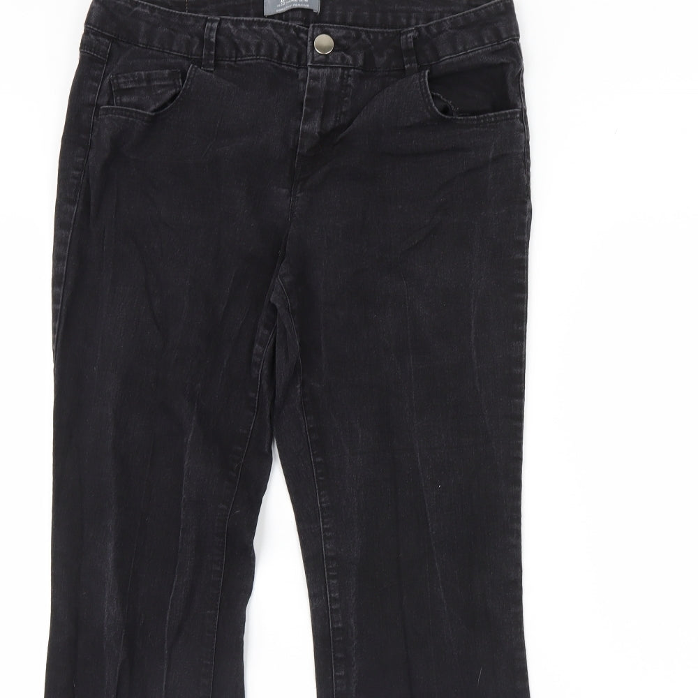 Dorothy Perkins Womens Black  Denim Flared Jeans Size 14 L31 in