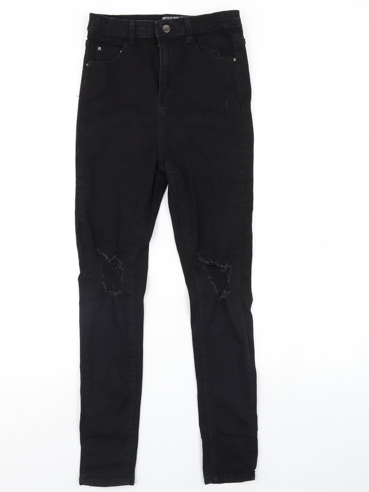 pretty little Thing Womens Black Denim Skinny Jeans Size 8 L28 in
