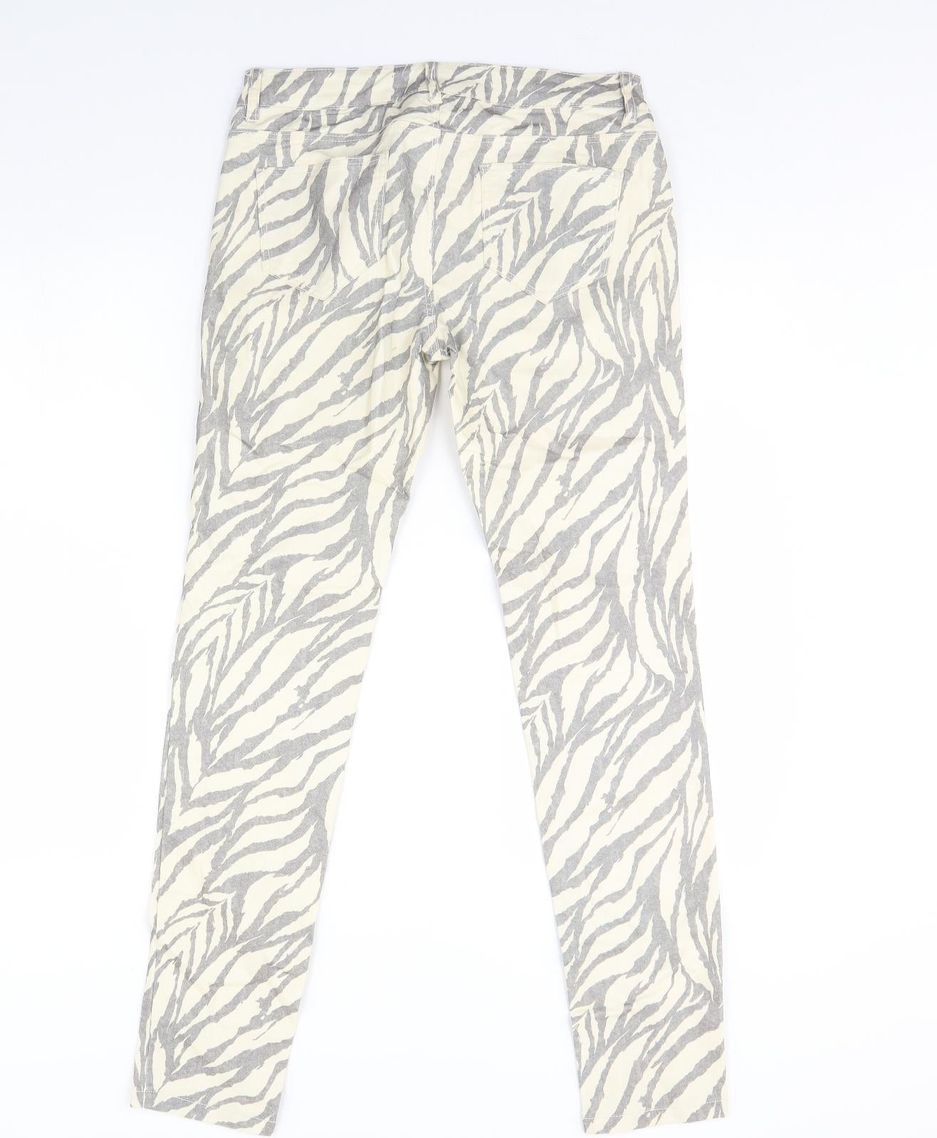 Amisu Womens Ivory Animal Print Denim Skinny Jeans Size 8 L30 in