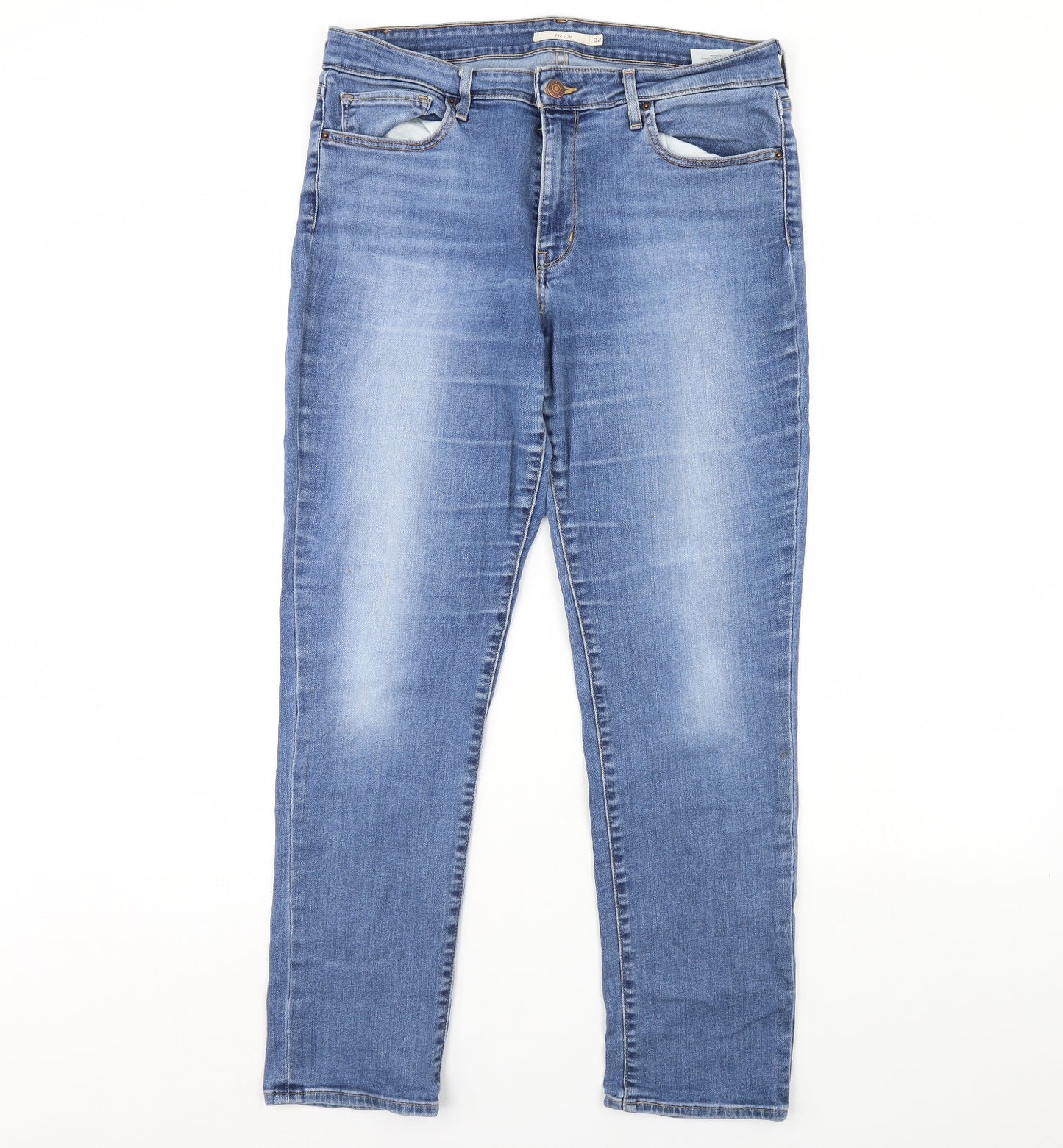 Levis Womens Blue  Denim Straight Jeans Size 32 L29 in