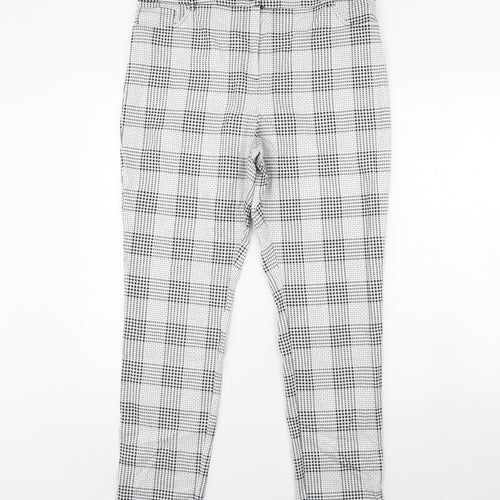 Primark Womens White Plaid  Trousers  Size 20 L30 in