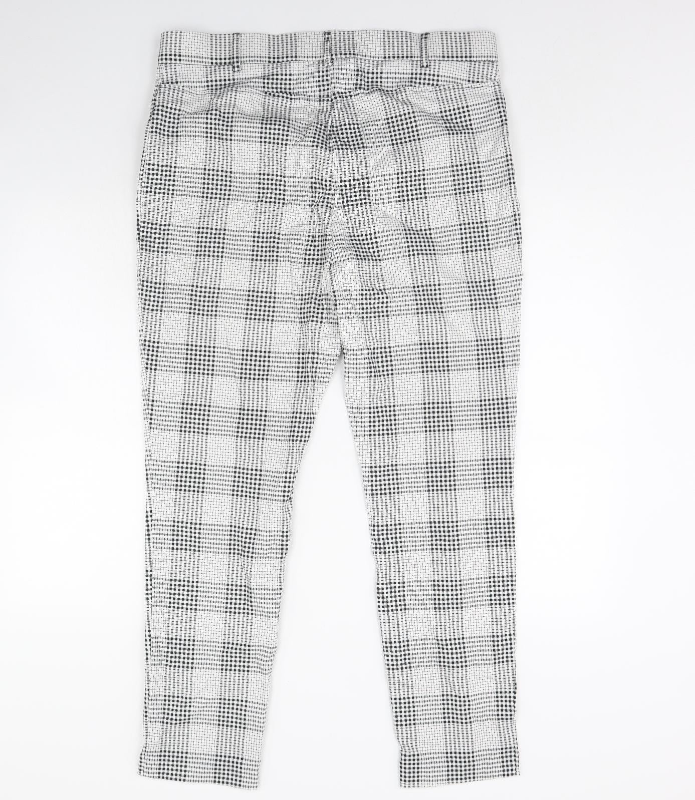 Primark Womens White Plaid  Trousers  Size 20 L30 in