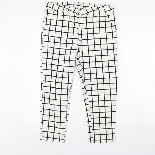 Tonlion Womens White Check  Trousers  Size 31 L30 in