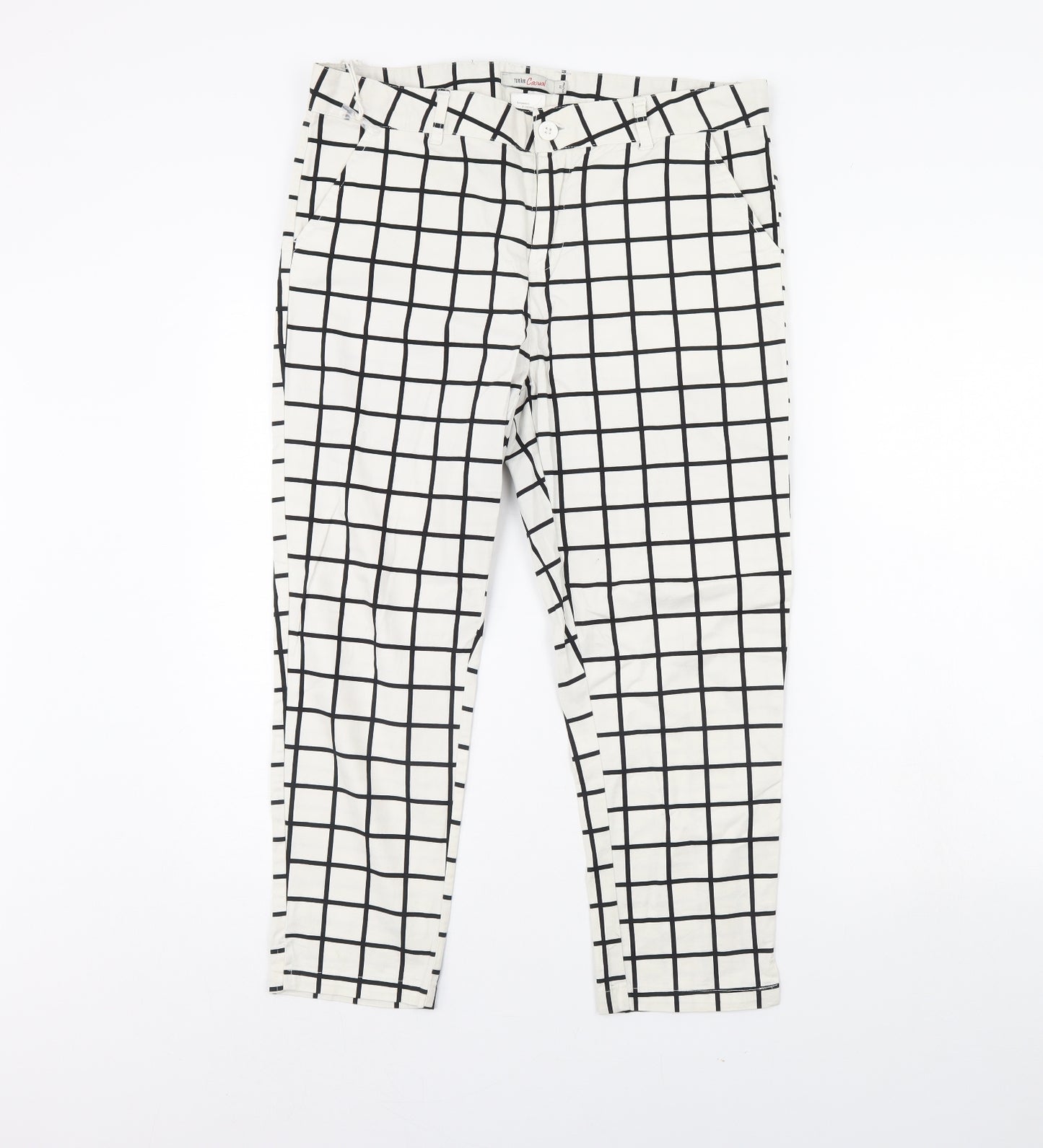 Tonlion Womens White Check  Trousers  Size 31 L30 in