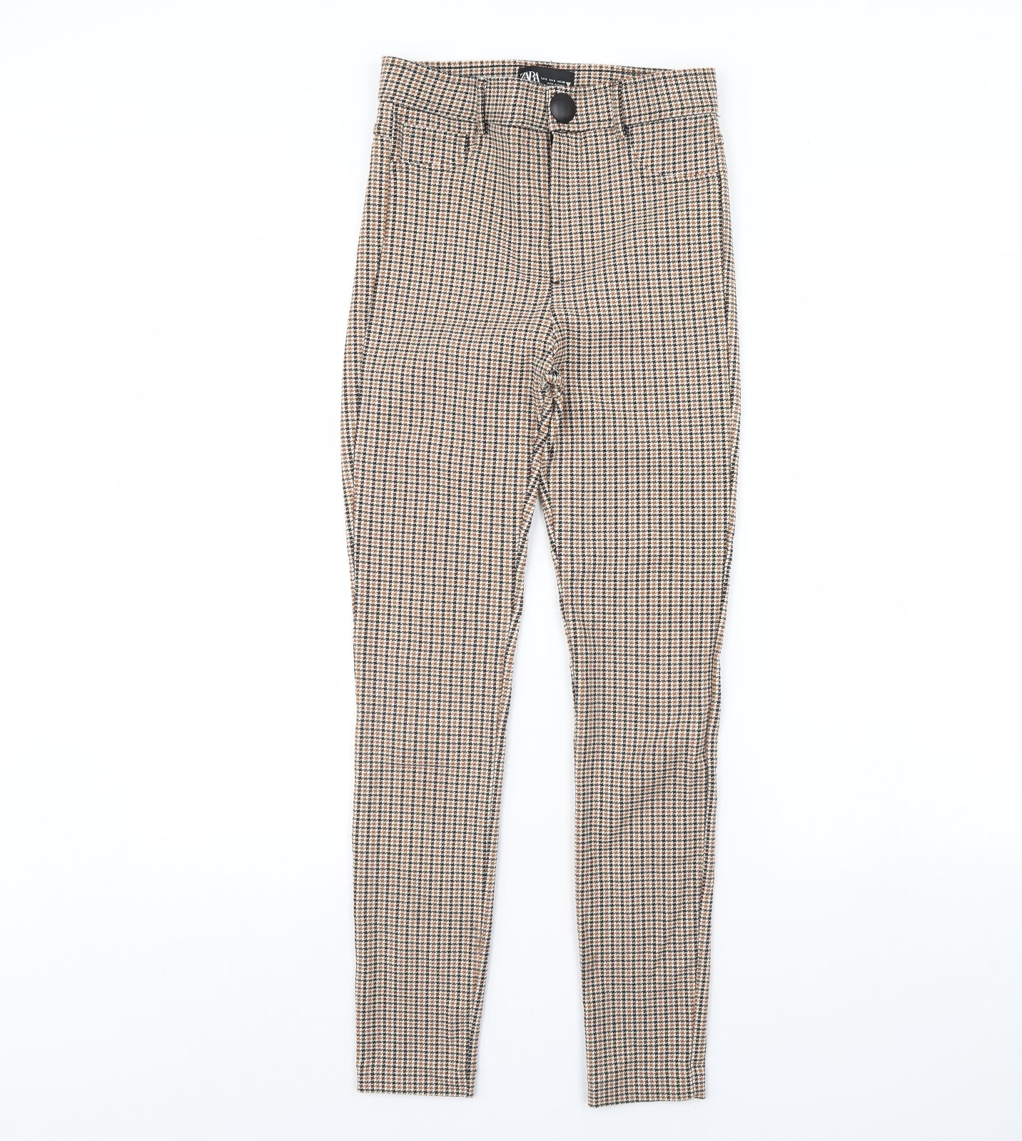 Zara Womens Beige Check  Trousers  Size S L28 in