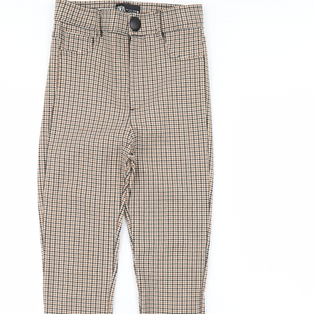 Zara Womens Beige Check  Trousers  Size S L28 in