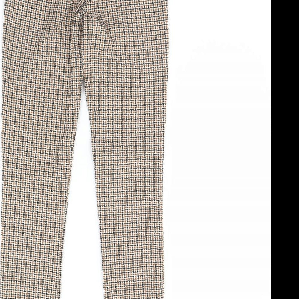 Zara Womens Beige Check  Trousers  Size S L28 in