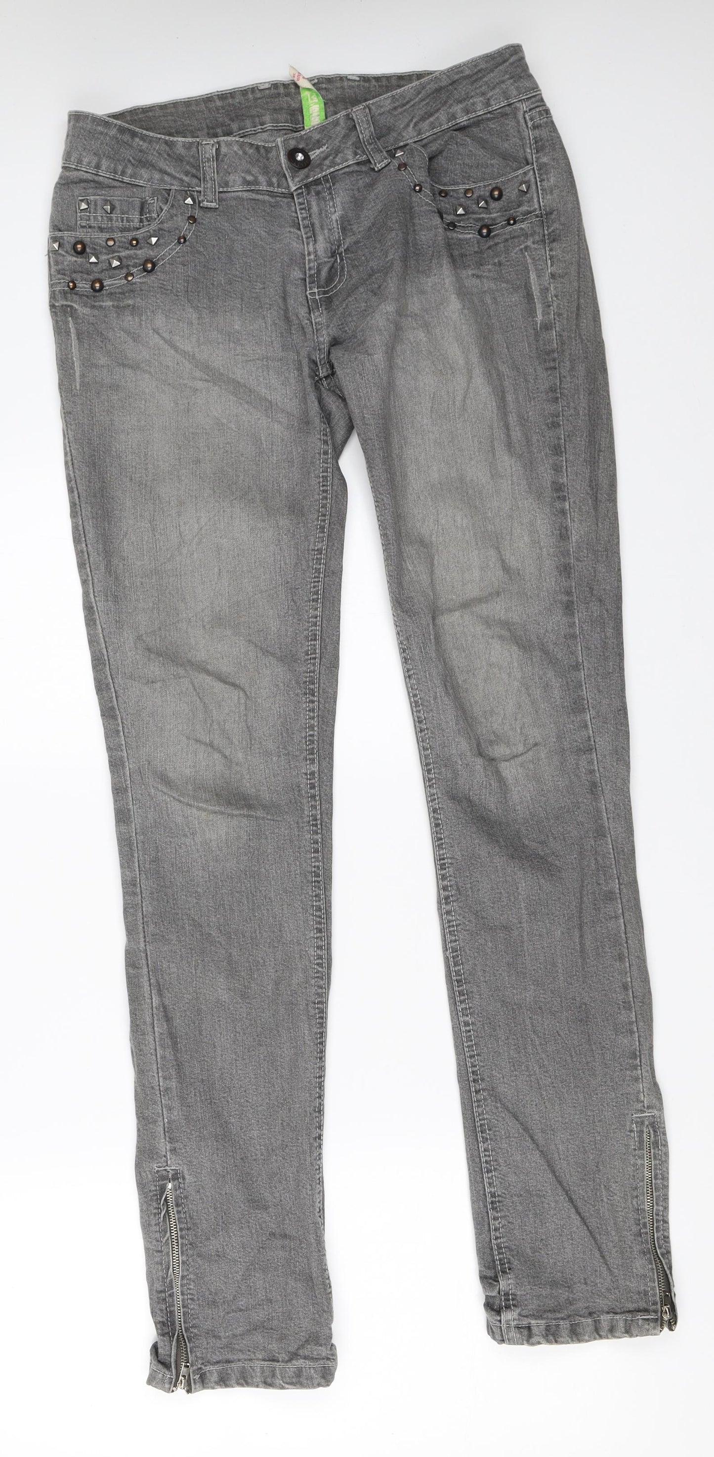 Primark Womens Grey  Denim Straight Jeans Size 10 L32 in