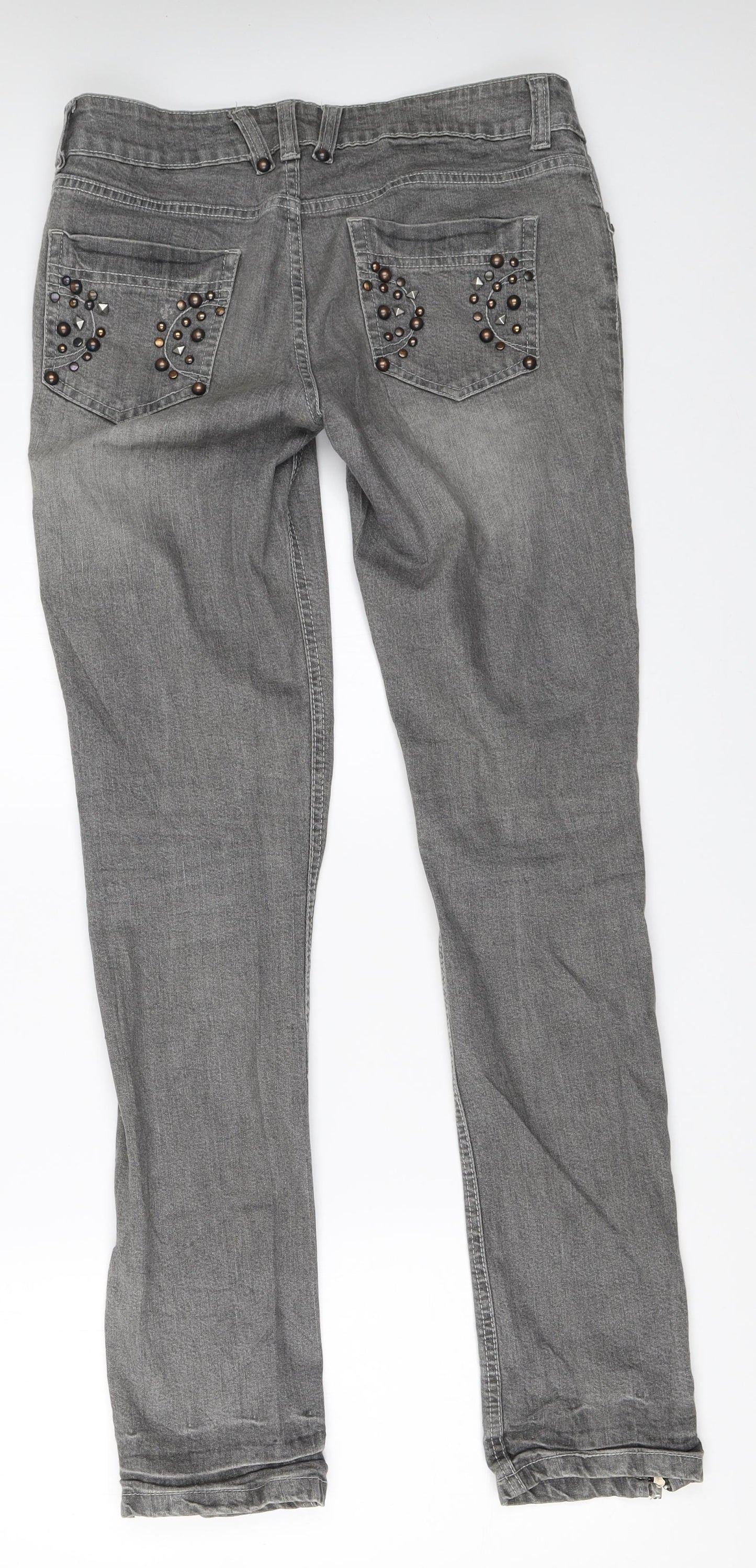 Primark Womens Grey  Denim Straight Jeans Size 10 L32 in